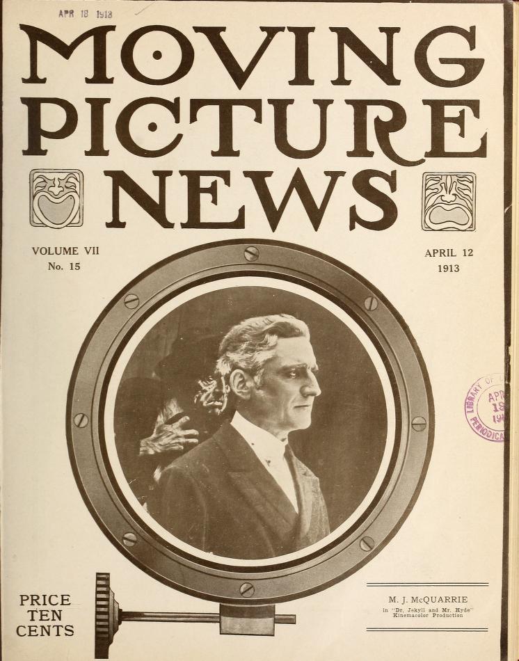 MOTION PICTURE NEWS magazine side cover 12 April 1913