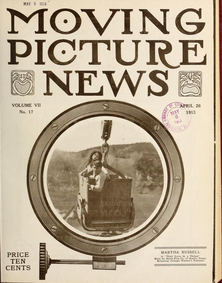 MOTION PICTURE NEWS magazine side cover 26 April 1913