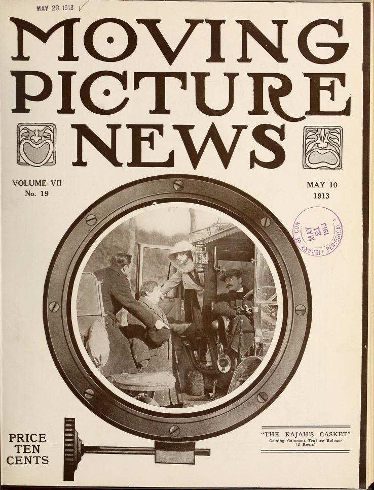 MOTION PICTURE NEWS magazine side cover 10 May 1913