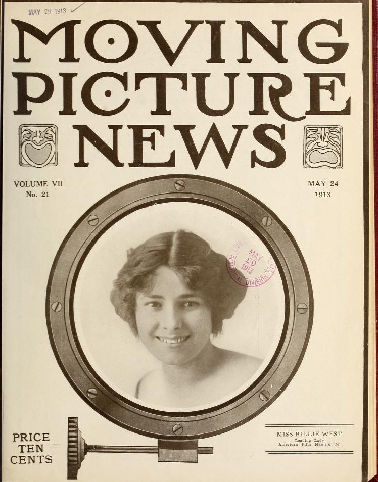 MOTION PICTURE NEWS magazine side cover 24 May 1913