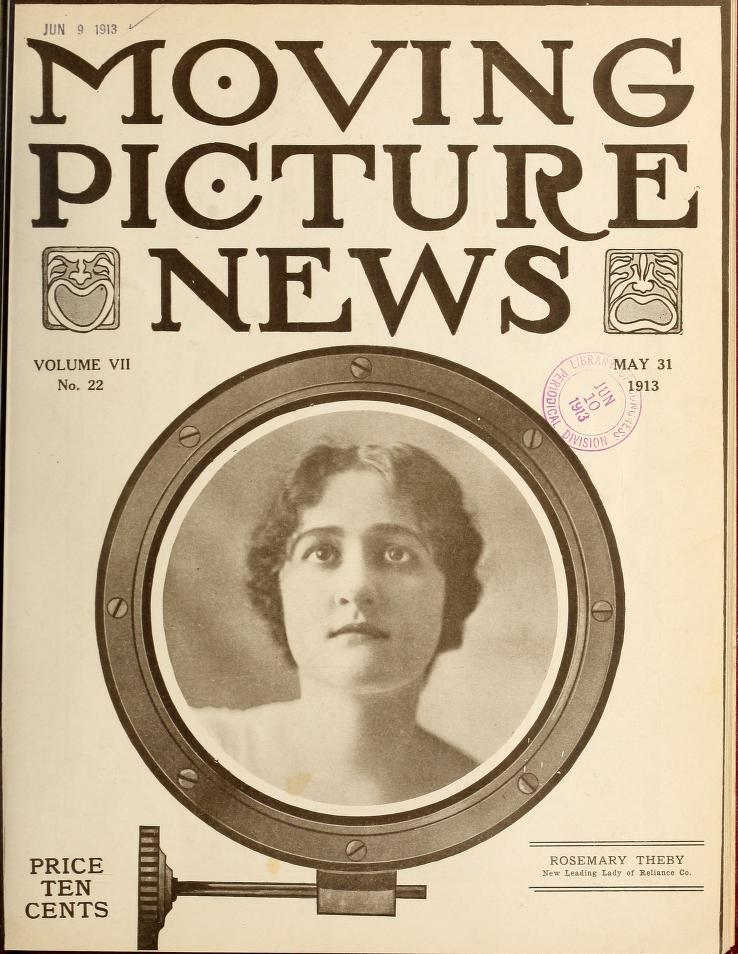 MOTION PICTURE NEWS magazine side cover 31 May 1913