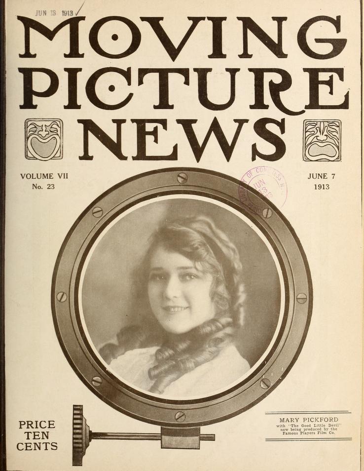 MOTION PICTURE NEWS magazine side cover 7 June 1913