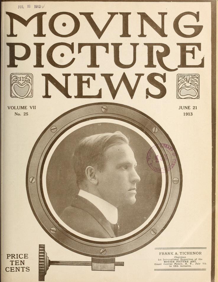 MOTION PICTURE NEWS magazine side cover 21 June 1913