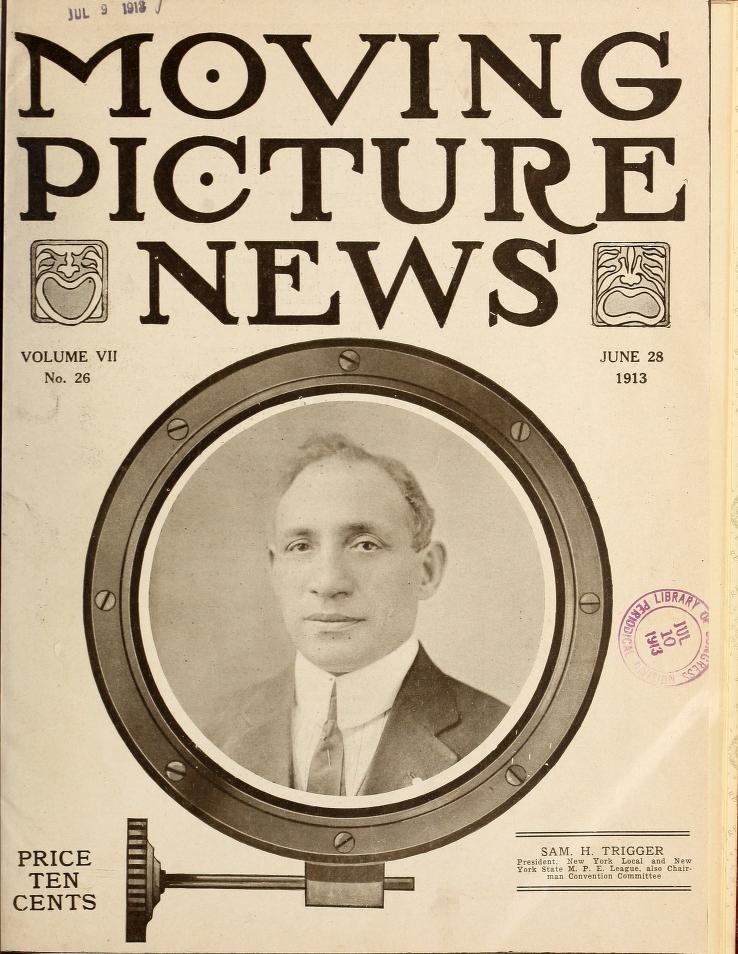 MOTION PICTURE NEWS magazine side cover 28 June 1913