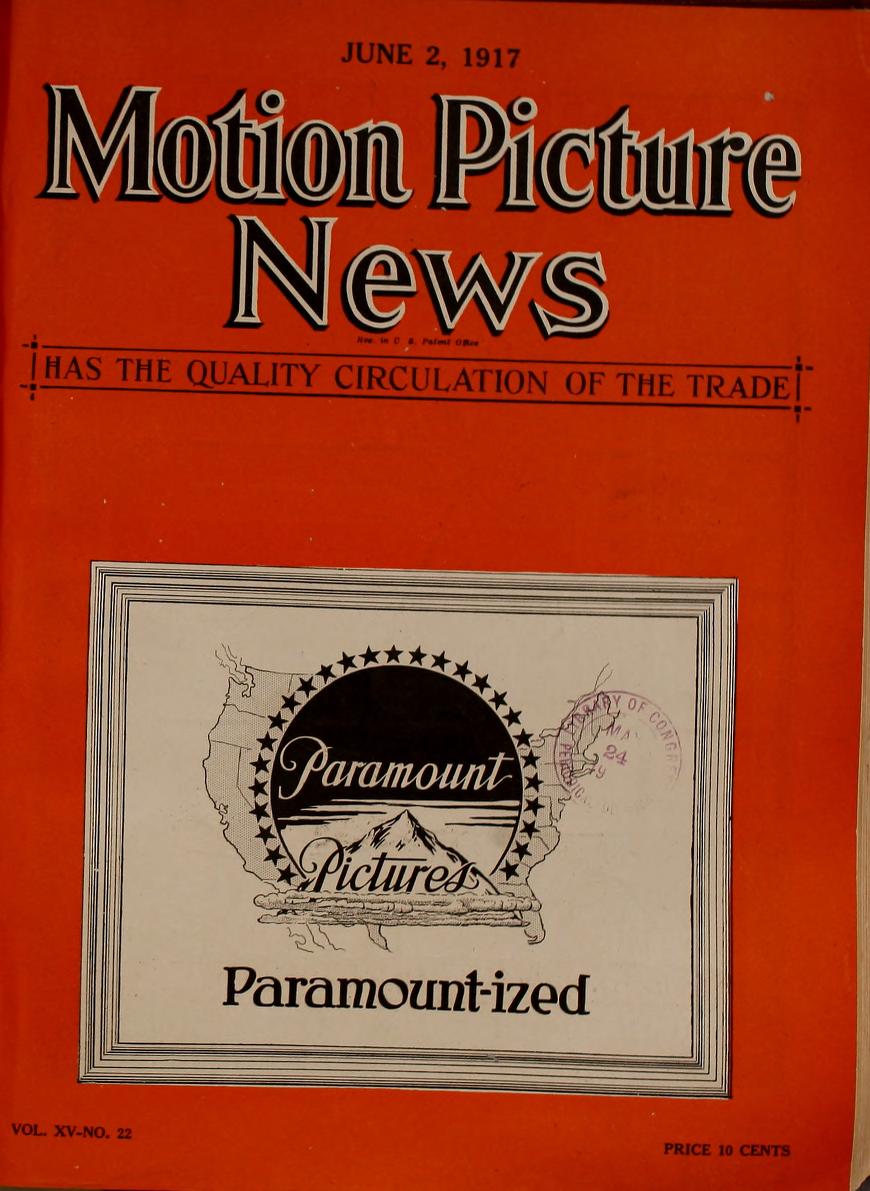 MOTION PICTURE NEWS magazine side cover 2 June 1917