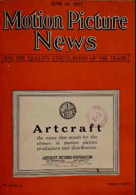 MOTION PICTURE NEWS magazine side cover 30 June 1917