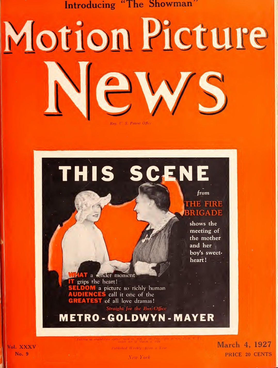 MOTION PICTURE NEWS magazine side cover 4 March 1927