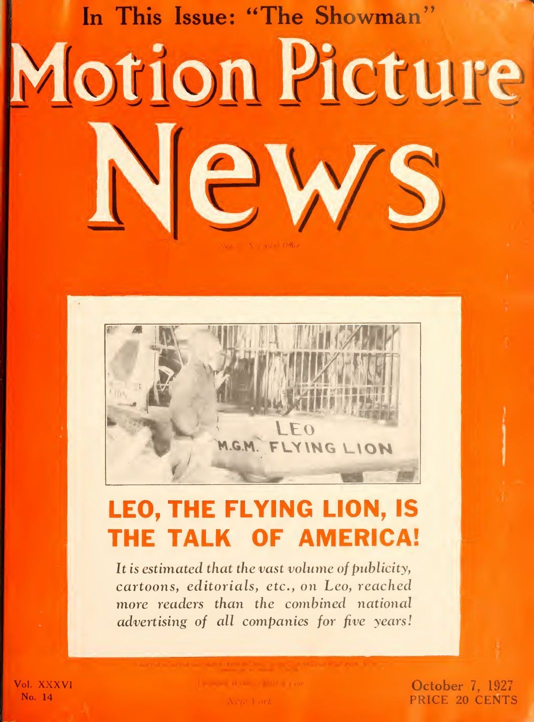 MOTION PICTURE NEWS magazine side cover 7 October 1927