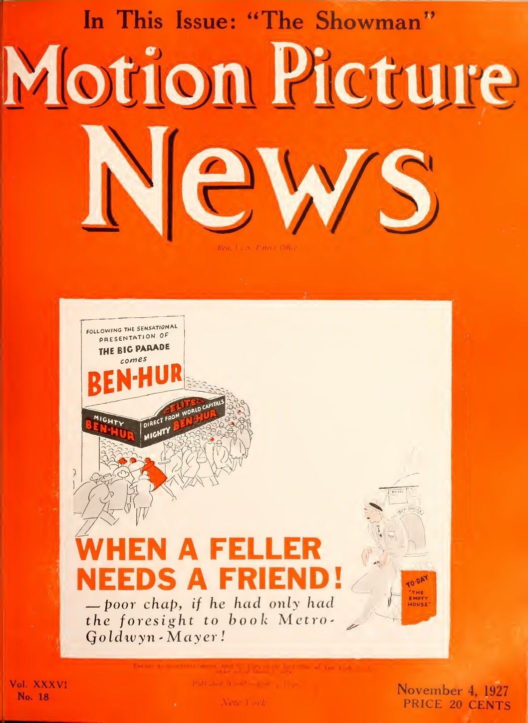 MOTION PICTURE NEWS magazine side cover 4 November 1927