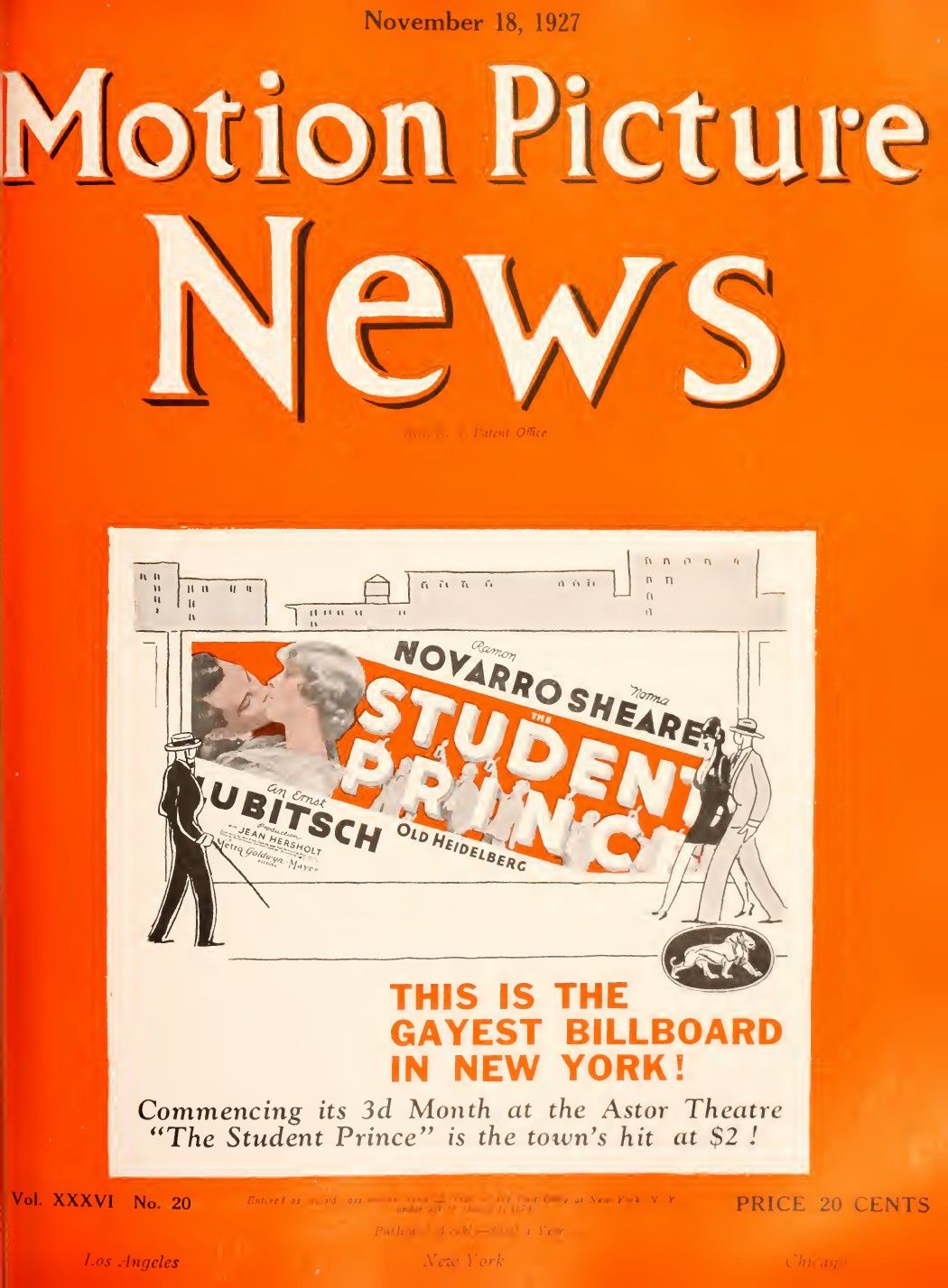 MOTION PICTURE NEWS magazine side cover 18 November 1927
