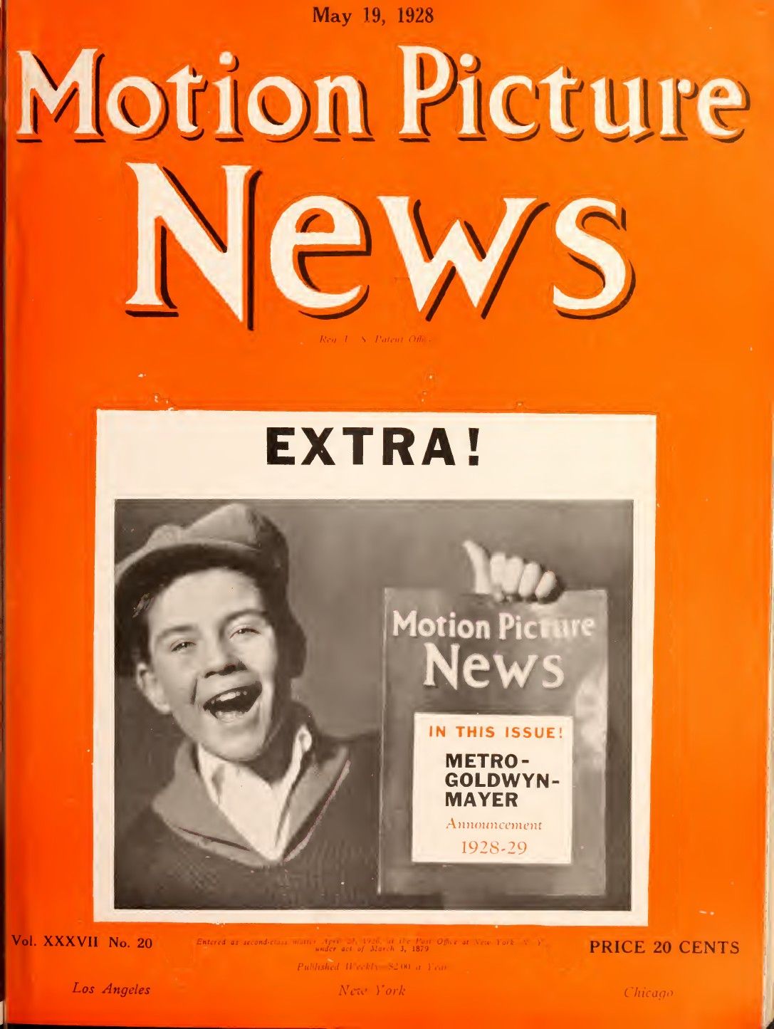 MOTION PICTURE NEWS magazine side cover 19 May 1928
