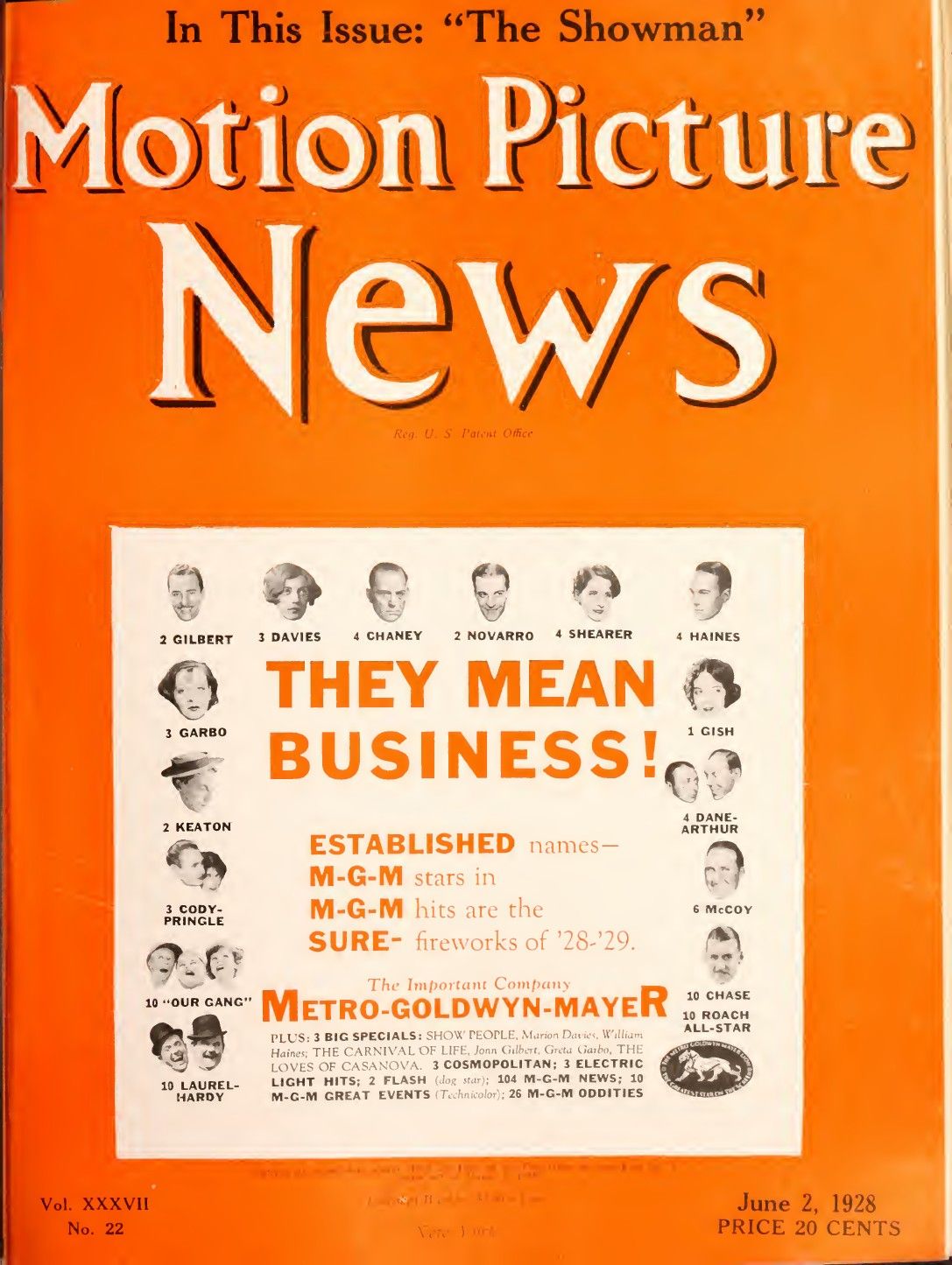 MOTION PICTURE NEWS magazine side cover 2 June 1928