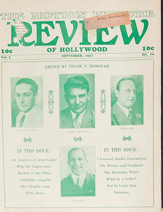 MOTION PICTURE REVIEW magazine side cover September 1927