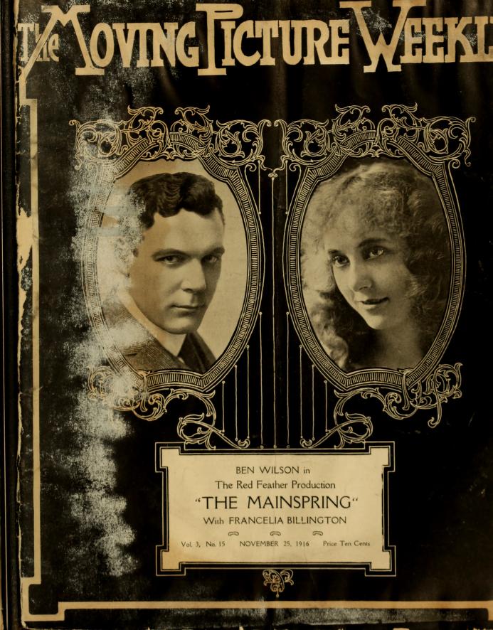 UNIVERSAL WEEKLY magazine side cover 25 November 1916
