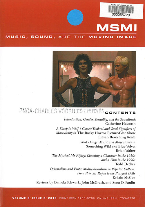 MUSIC, SOUND, AND THE MOVING IMAGE magazine side cover  Vol 6 #2  2012