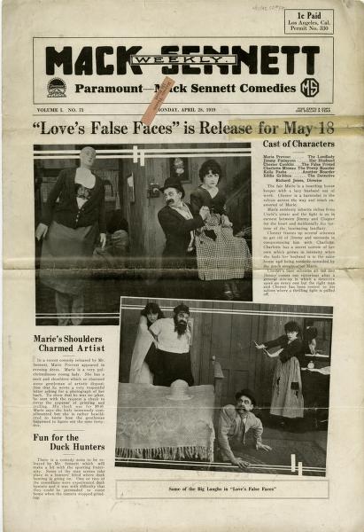 MACK SENNETT WEEKLY magazine side cover 28 April 1919
