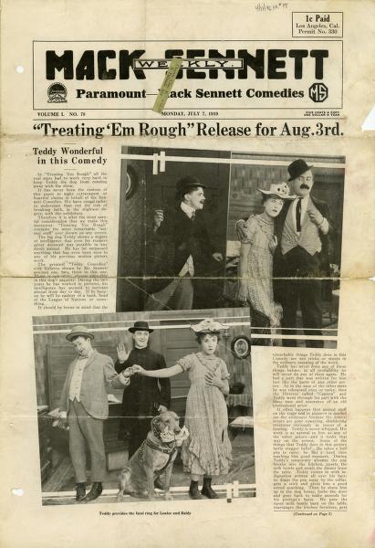 MACK SENNETT WEEKLY magazine side cover 7 July 1919