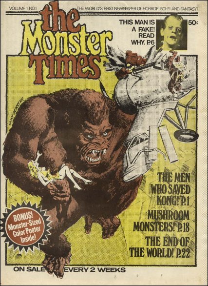 MONSTER TIMES magazine side cover Issue 1 26 January 1972