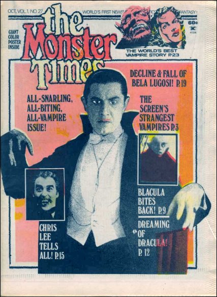 MONSTER TIMES magazine side cover Issue 27  1973