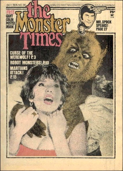 MONSTER TIMES magazine side cover Issue 36  1974