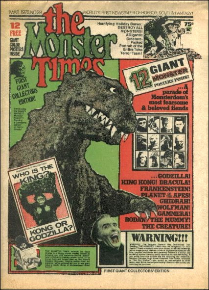 MONSTER TIMES magazine side cover Issue 39  1975