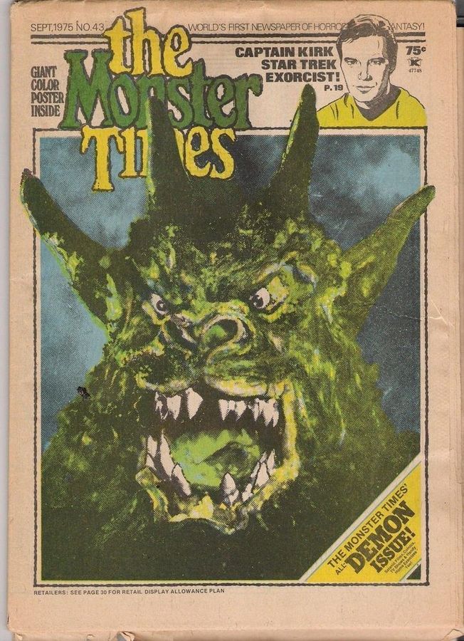 MONSTER TIMES magazine side cover Issue 43  1975