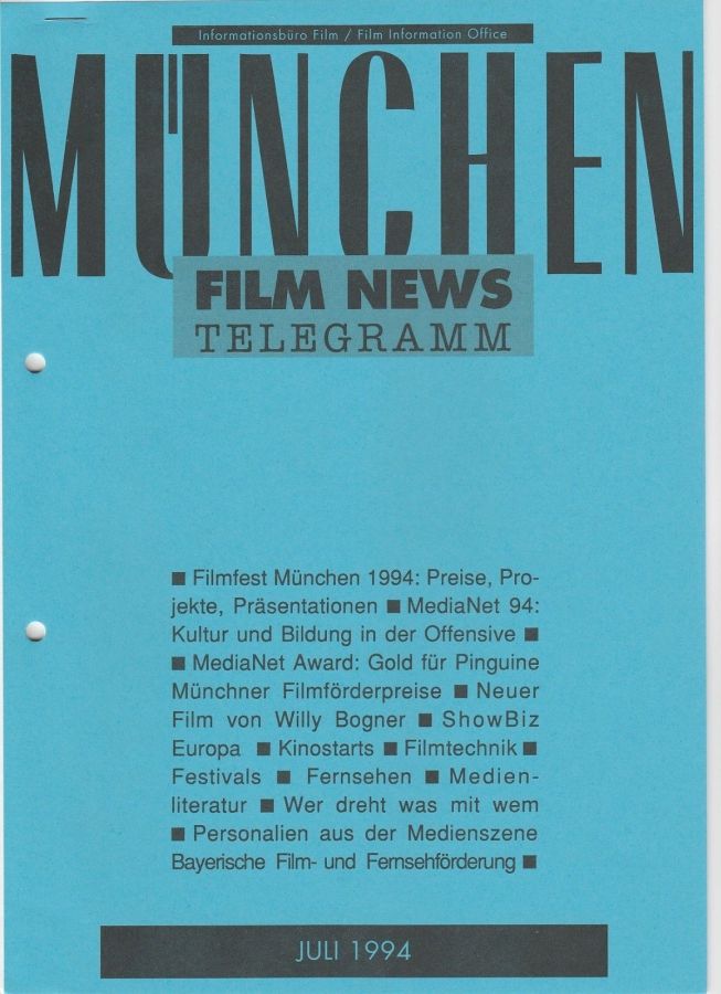MUNCHEN FILM NEWS magazine side cover  July 1994