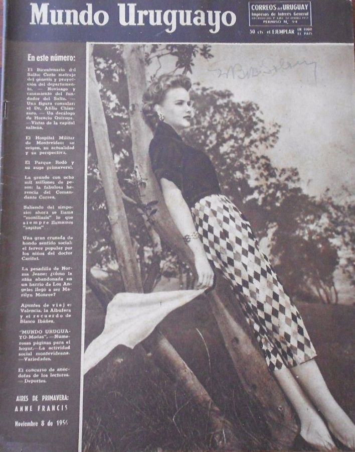 MUNDO URUGUAYO magazine side cover 8 November 1956