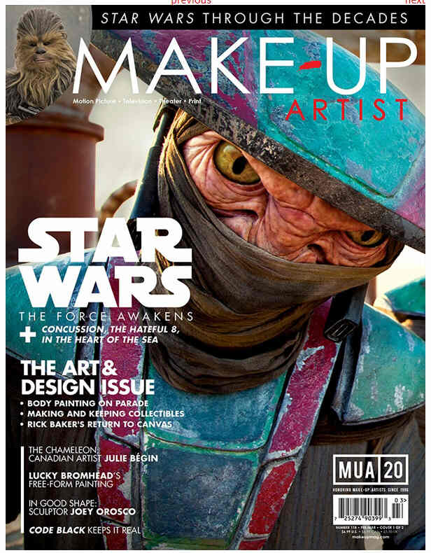 MAKE-UP ARTIST magazine side cover Issue 118 February/March 2016