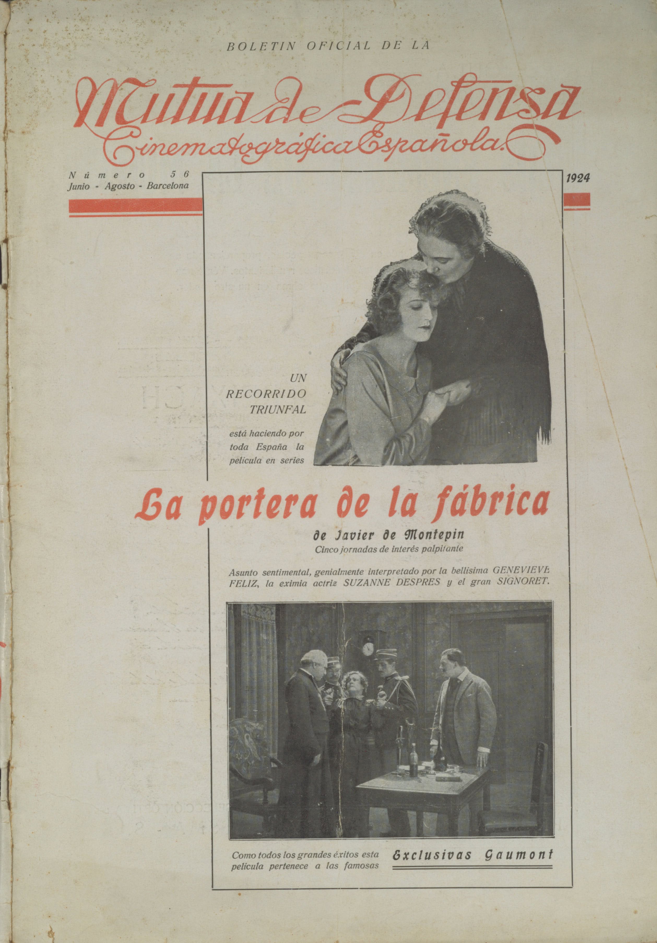 MUTUA DE DEFENSA magazine side cover Issue 56  July/August 1924