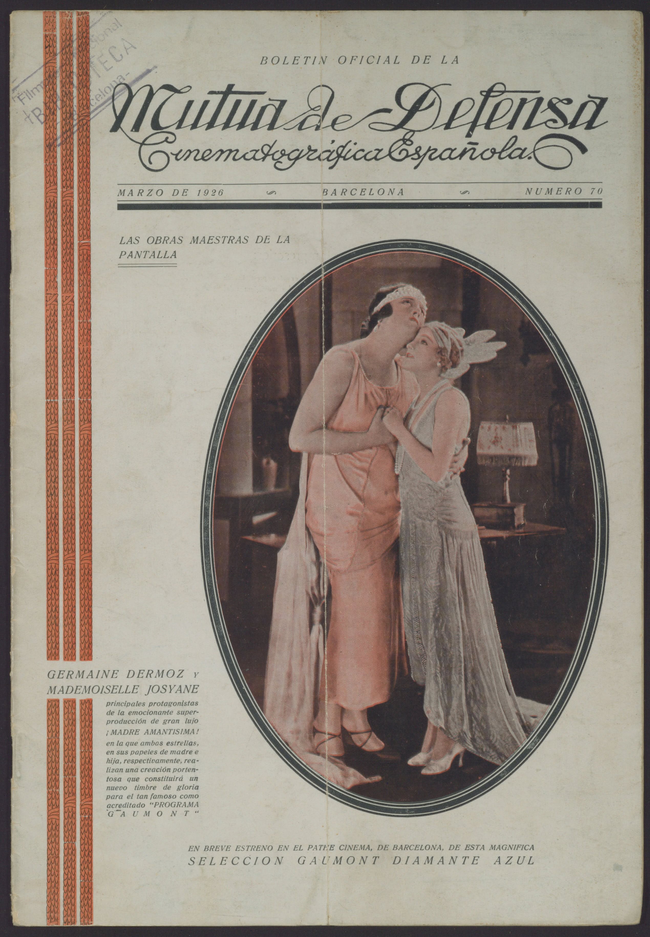 MUTUA DE DEFENSA magazine side cover Issue 70  March 1926