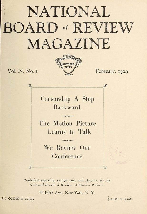 NATIONAL BOARD OF REVIEW MAGAZINE magazine side cover February 1929