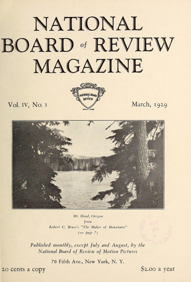 NATIONAL BOARD OF REVIEW MAGAZINE magazine side cover March 1929