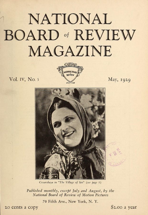 NATIONAL BOARD OF REVIEW MAGAZINE magazine side cover May 1929