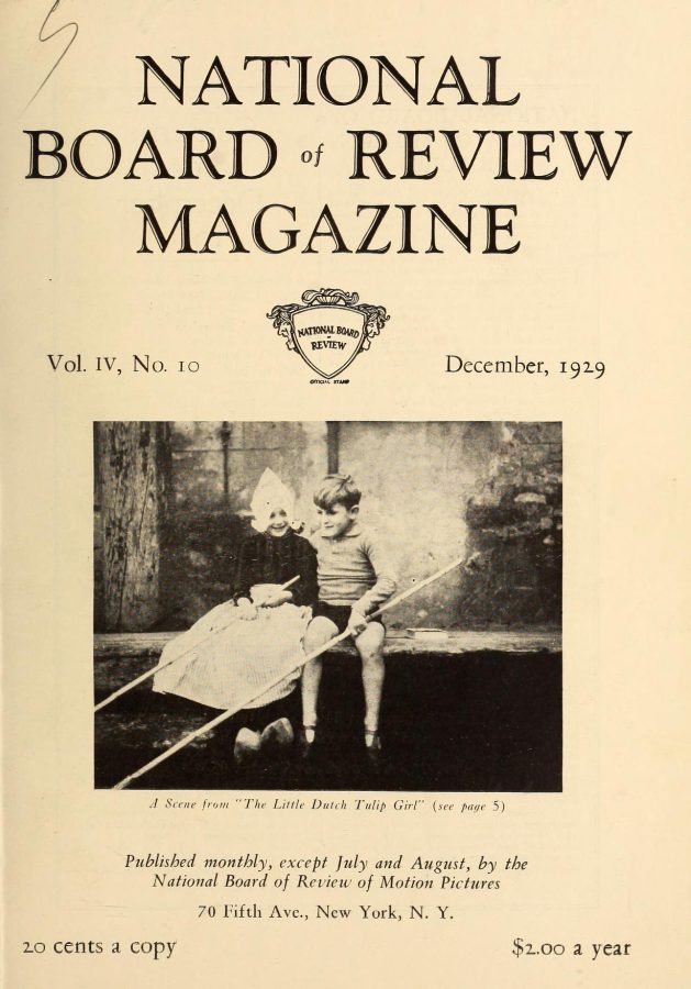 NATIONAL BOARD OF REVIEW MAGAZINE magazine side cover December 1929