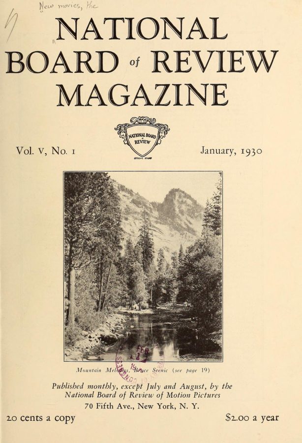 NATIONAL BOARD OF REVIEW MAGAZINE magazine side cover January 1930