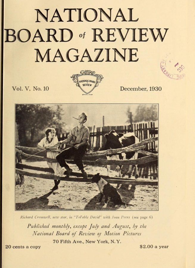 NATIONAL BOARD OF REVIEW MAGAZINE magazine side cover December 1930