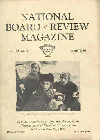 NATIONAL BOARD OF REVIEW MAGAZINE magazine side cover April 1936