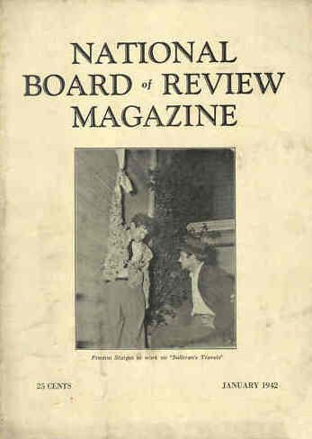 NATIONAL BOARD OF REVIEW MAGAZINE magazine side cover January 1942