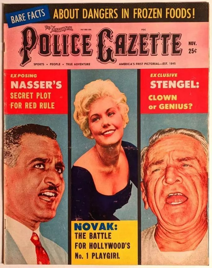 NATIONAL POLICE GAZETTE magazine side cover  November 1958