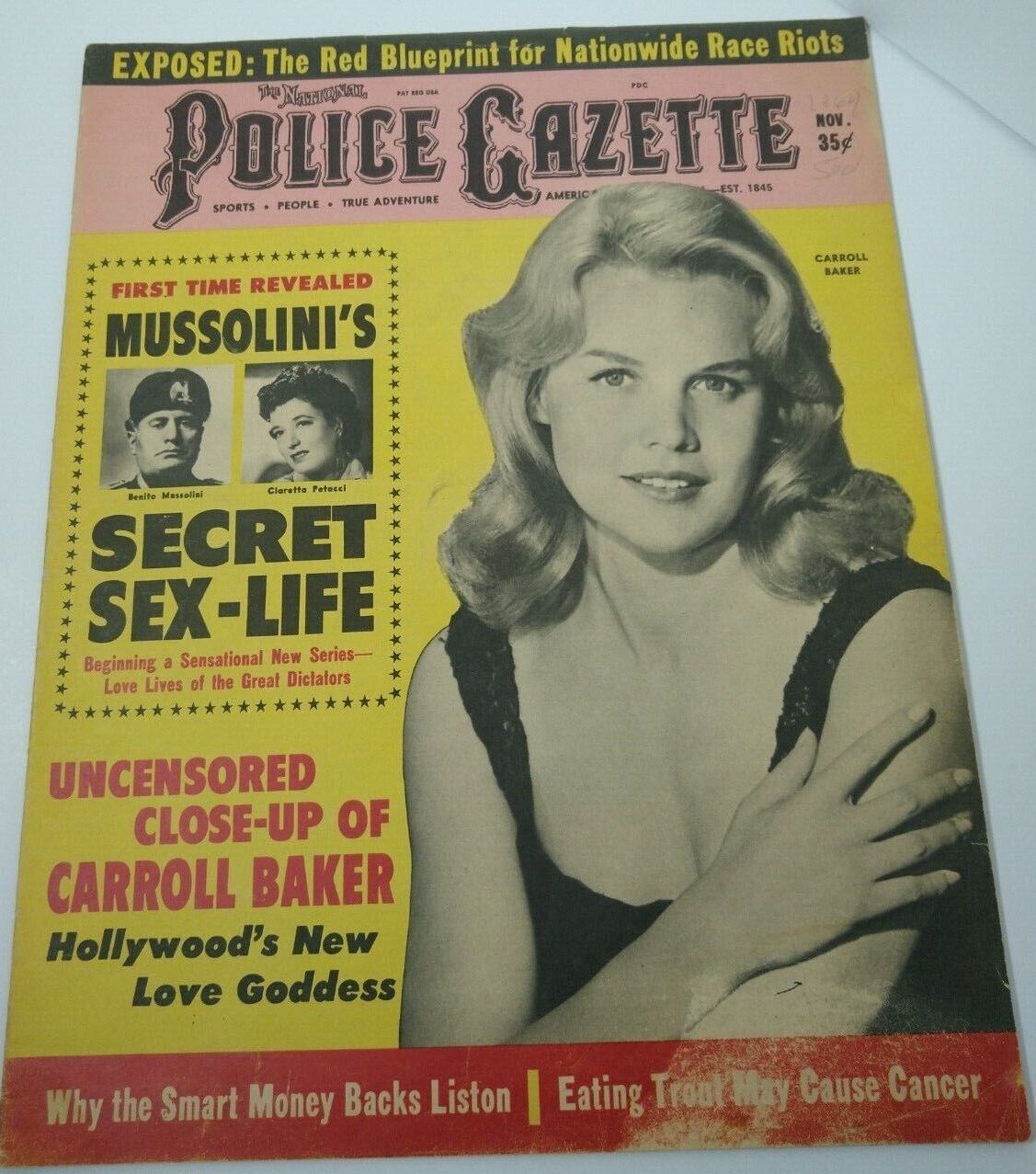 NATIONAL POLICE GAZETTE magazine side cover  November 1964
