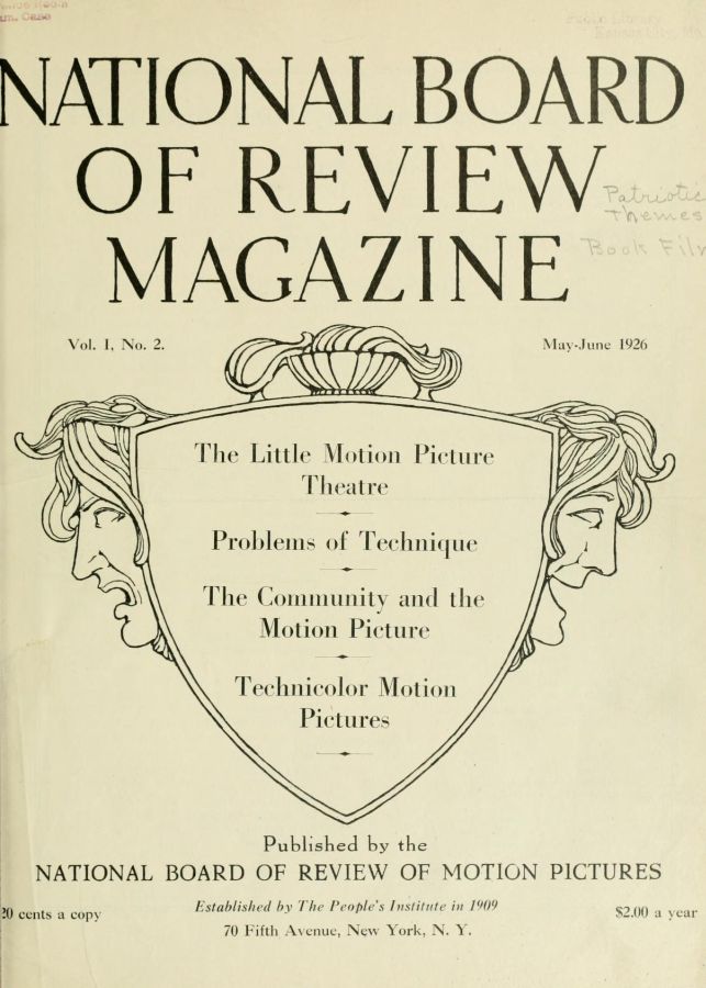 NATIONAL BOARD OF REVIEW MAGAZINE magazine side cover Issue 2 May/June 1926