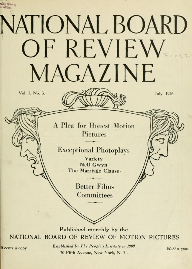 NATIONAL BOARD OF REVIEW MAGAZINE magazine side cover Issue 3 July 1926