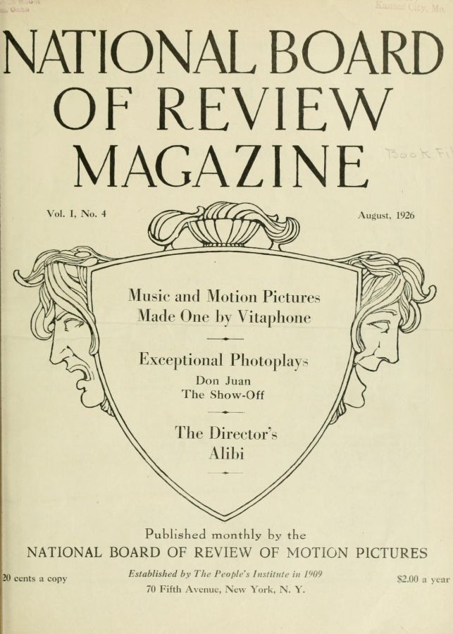 NATIONAL BOARD OF REVIEW MAGAZINE magazine side cover Issue 4 August 1926