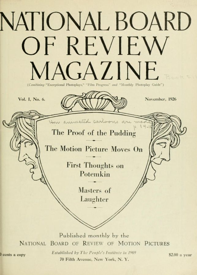 NATIONAL BOARD OF REVIEW MAGAZINE magazine side cover Issue 6 November 1926