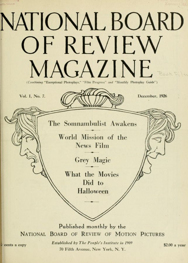 NATIONAL BOARD OF REVIEW MAGAZINE magazine side cover Issue 7 December 1926