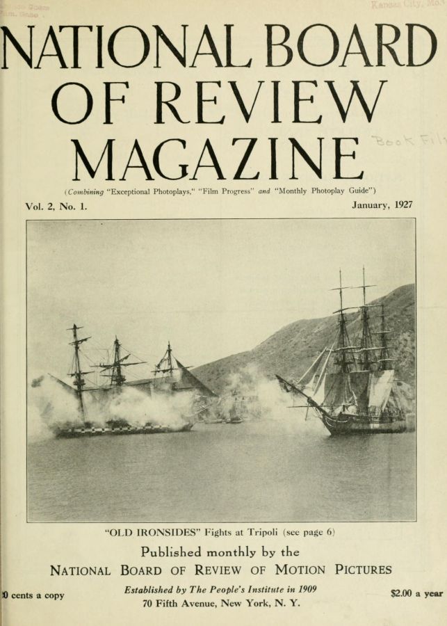 NATIONAL BOARD OF REVIEW MAGAZINE magazine side cover Issue 8 January 1927