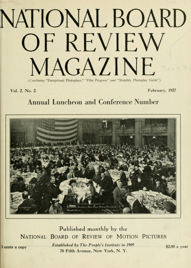 NATIONAL BOARD OF REVIEW MAGAZINE magazine side cover Issue 9 February 1927