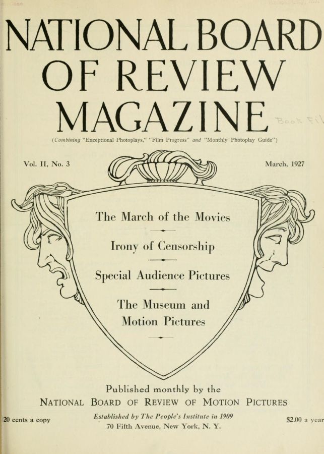 NATIONAL BOARD OF REVIEW MAGAZINE magazine side cover Issue 10 March 1927
