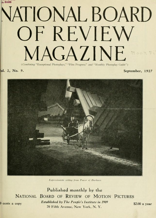 NATIONAL BOARD OF REVIEW MAGAZINE magazine side cover Issue 16 September 1927